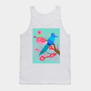 Peach Blossoms Paradise in Blue Background Tank Top